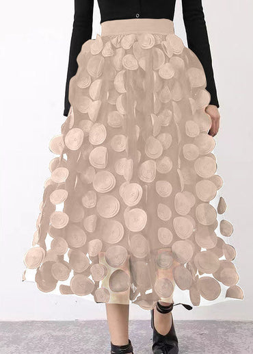 Elegant black patchwork tulle skirt autumn