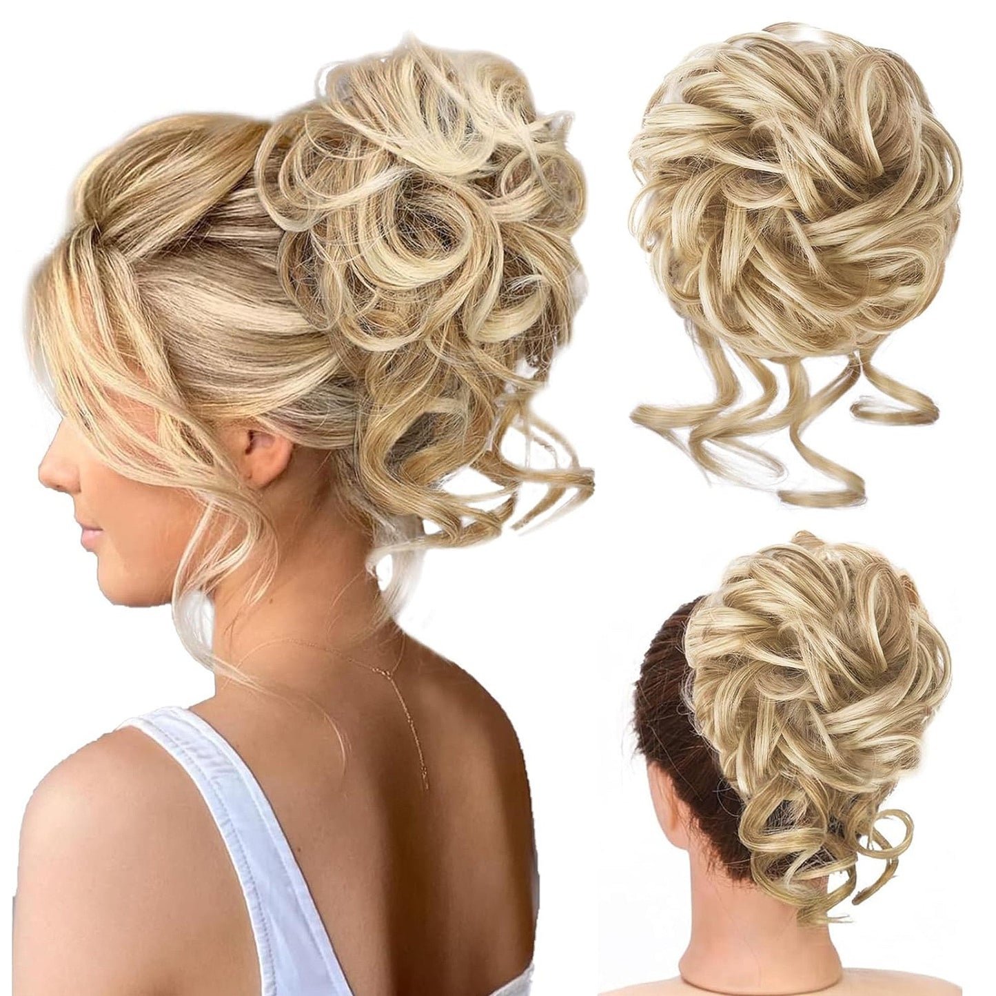 WavyWrap Messy Bun Hair Toupee Wavy Curly Chignon Ponytail Hair Toupee for Daily Use