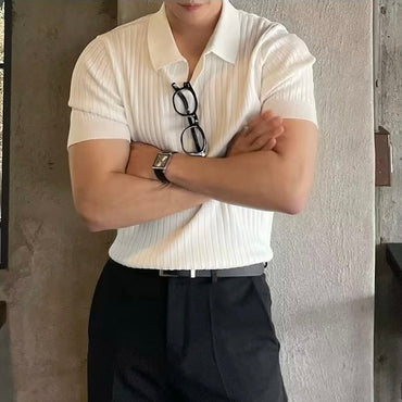 Structured knit polo shirt