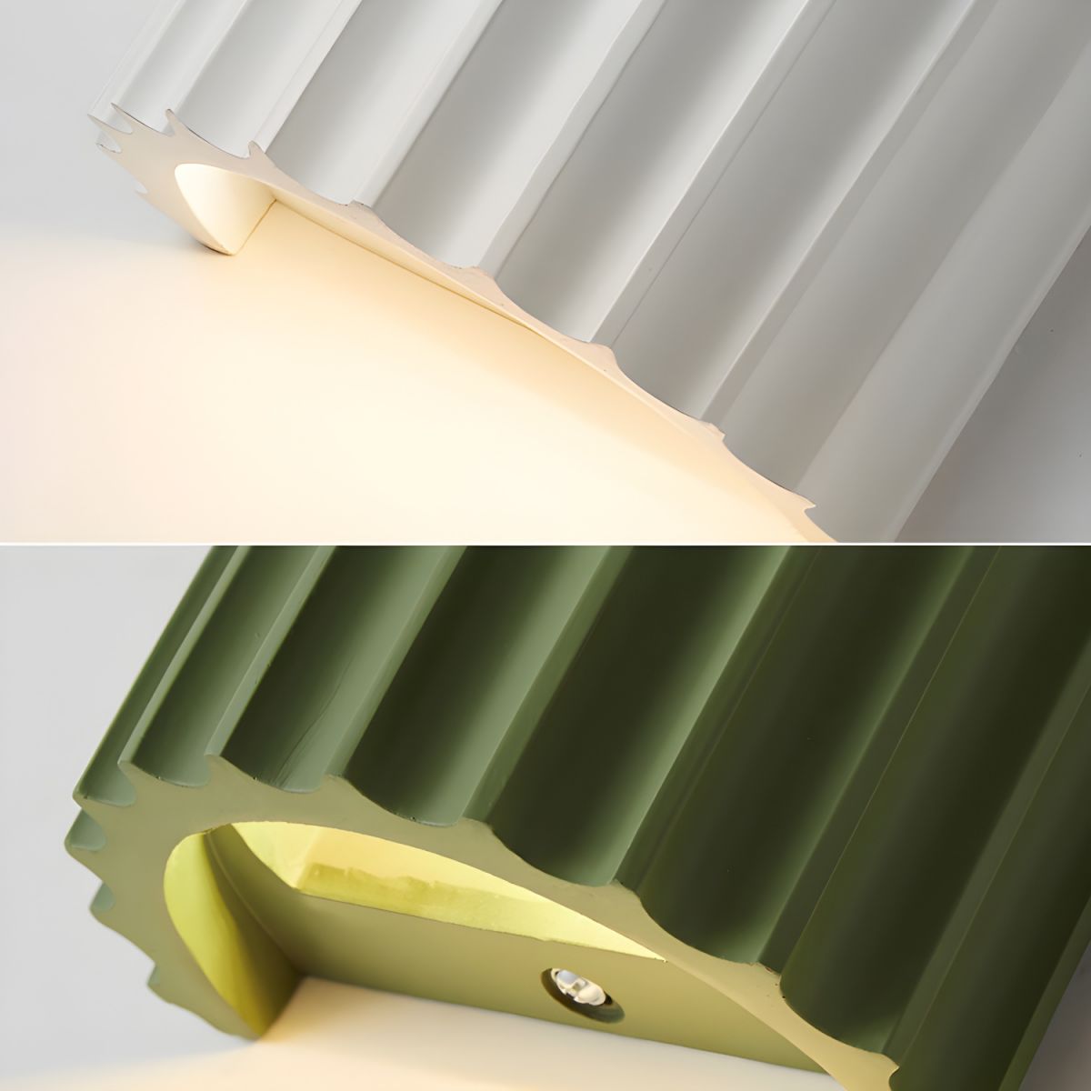 Lunara — Moderne halbkreisförmige Wandleuchte aus Harz mit wellenförmigem Design