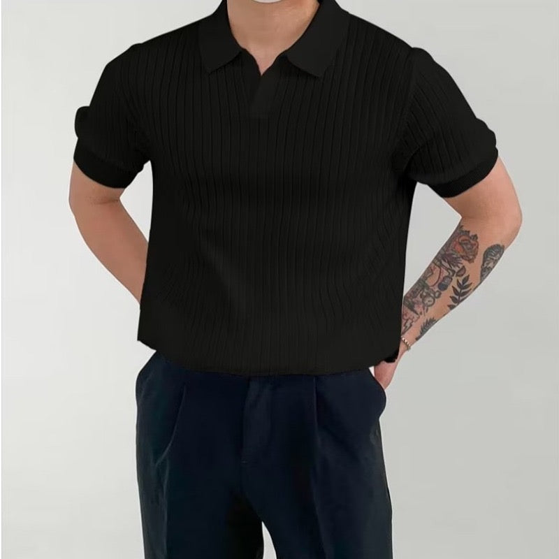 Structured knit polo shirt