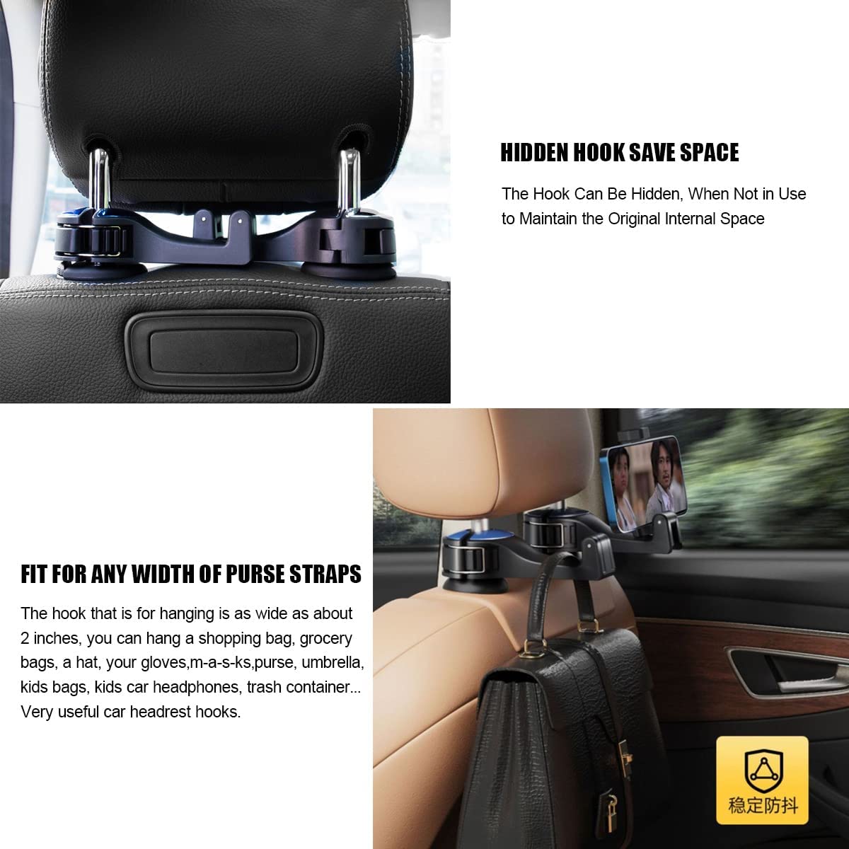 HookMate 2-in-1 Car Headrest Hook
