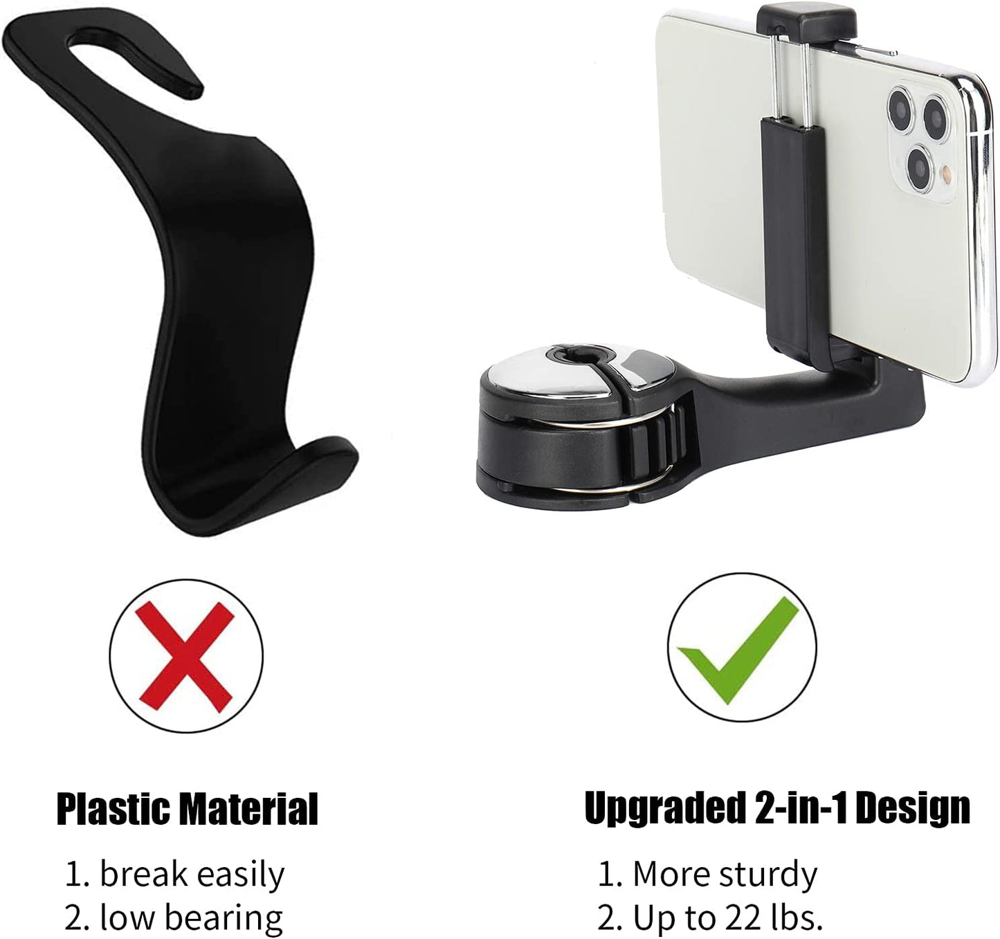 HookMate 2-in-1 Car Headrest Hook