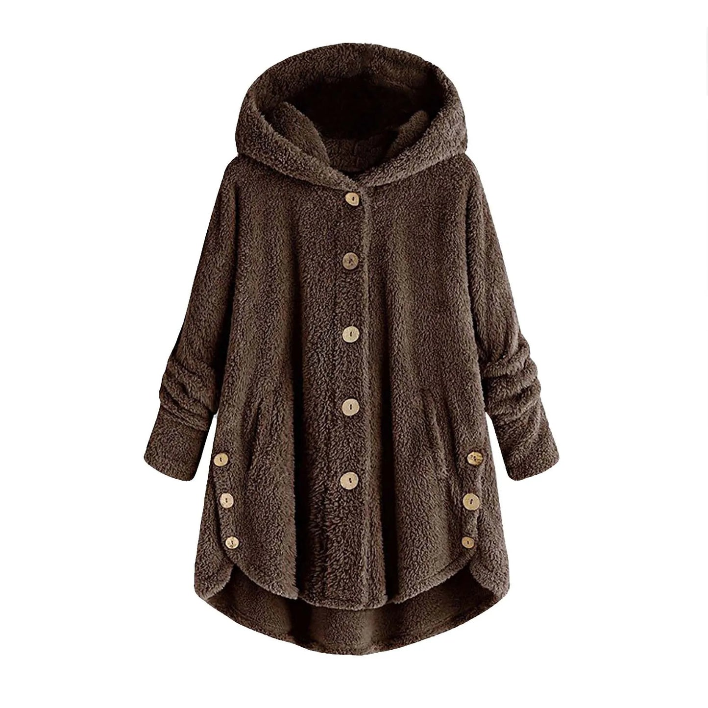 Teddy feed coat with hood for women