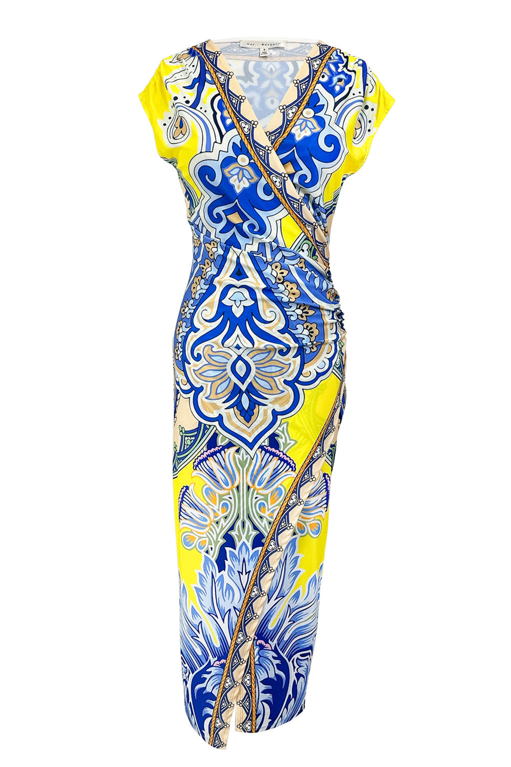 V-neck wrap style midi dress