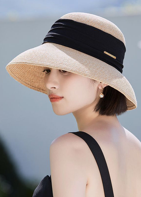 Bohemian Beige breiter Strohhut mit Sonnencreme-Funktion