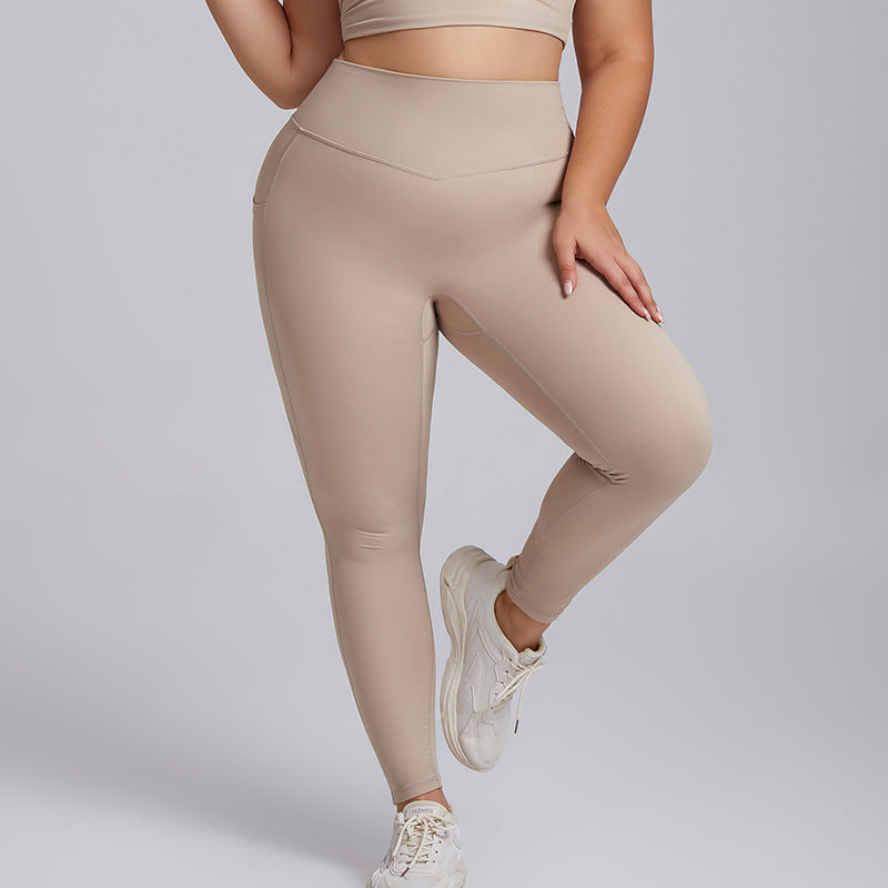 High-waist fitness yoga pants with pockets