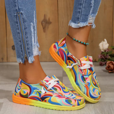 Kenna - Ethnische Regenbogen-Leinwand-Schuhe