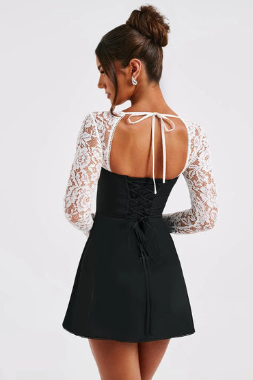 Spitzenkorsett Schwarz & Weiß Minikleid