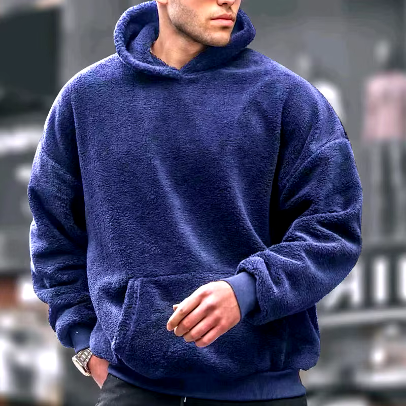 Fleece hooded sweater for men