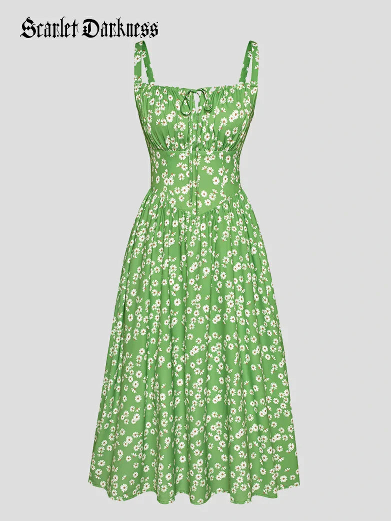 Sommerliches Bequemes Blumenkleid mit Taschen