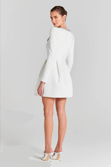 Blumenstrauß Strass Weiß A-Linie Kleid