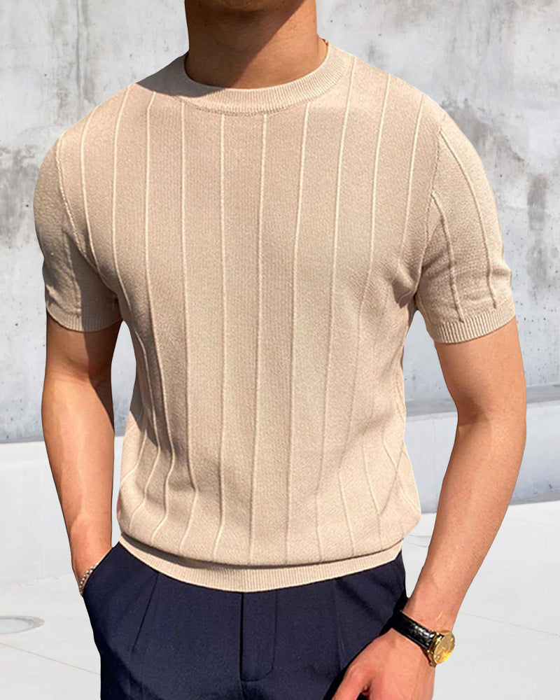 Men's Crew-Neck Short Sleeve Breathable Knitted T-Shirt