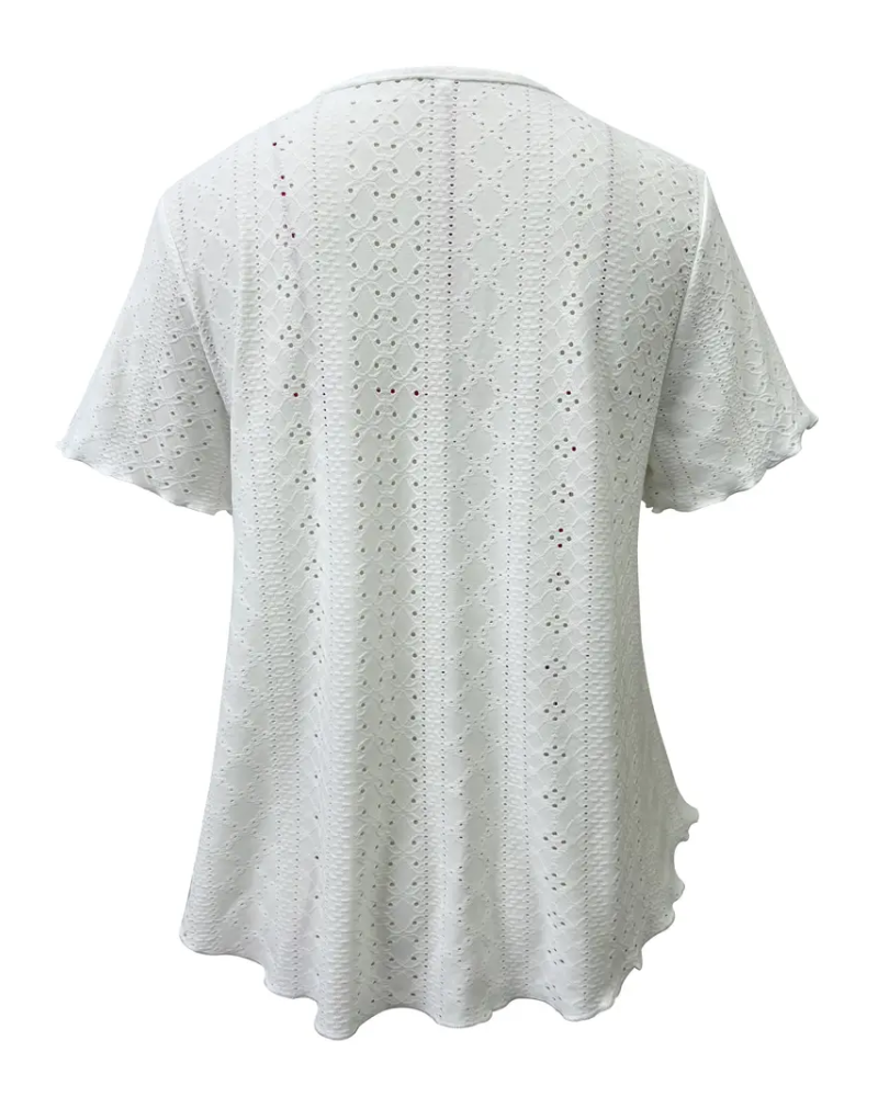 V-neck hollow French T-shirt