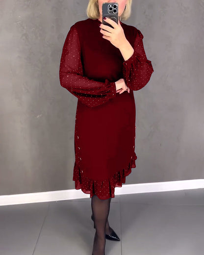 Langärmliges Punktmusterkleid