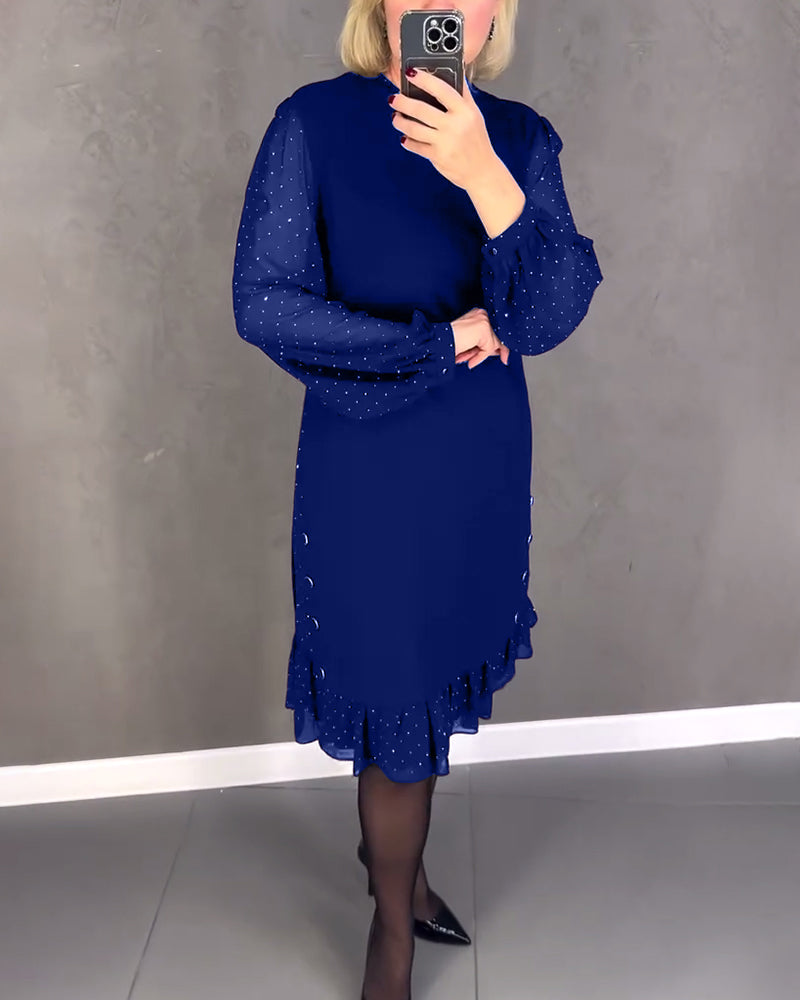 Langärmliges Punktmusterkleid
