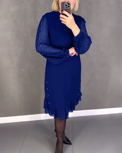 Langärmliges Punktmusterkleid