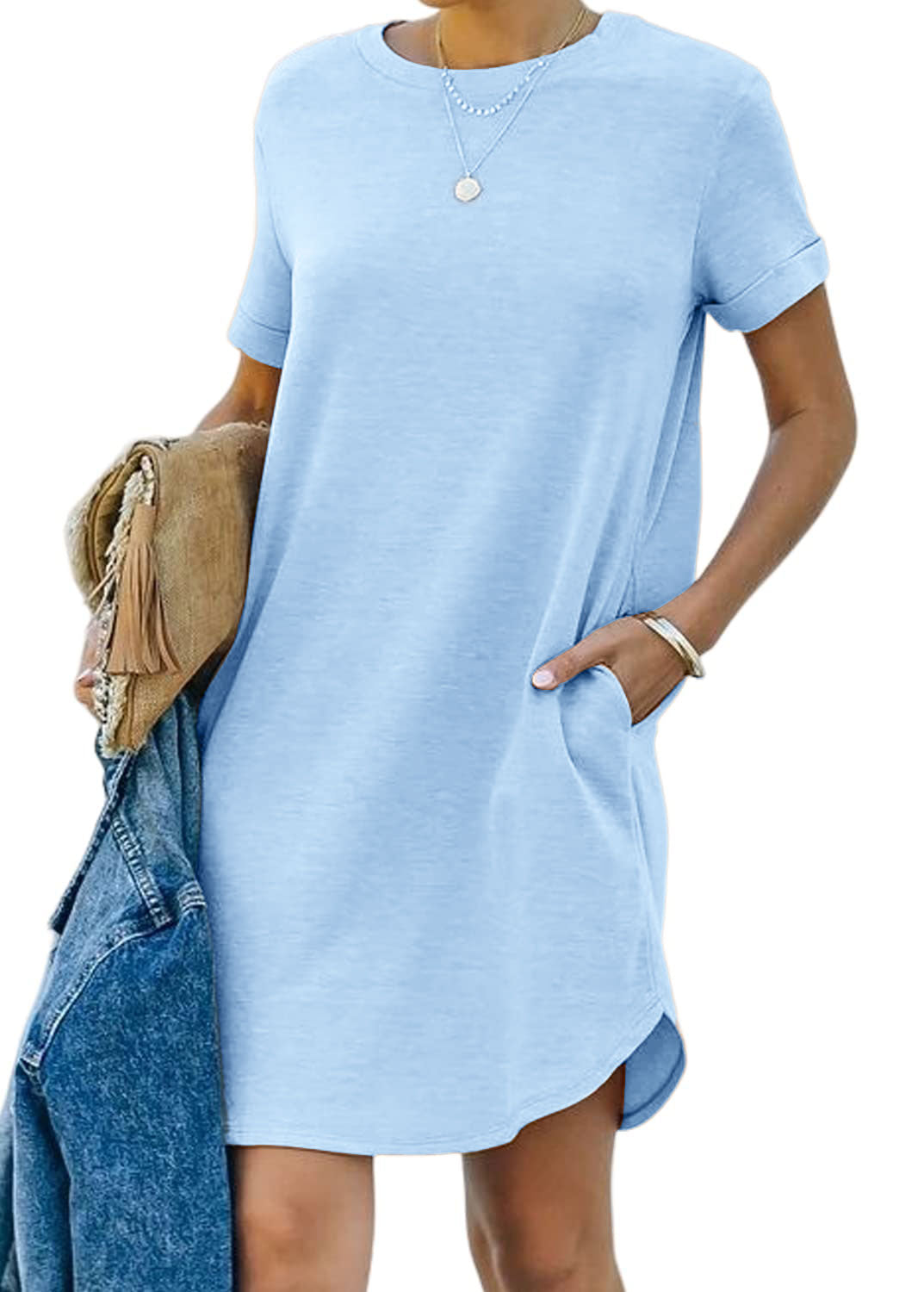 lisa - Lässiges kurzärmliges T-Shirt-Kleid mit Taschen