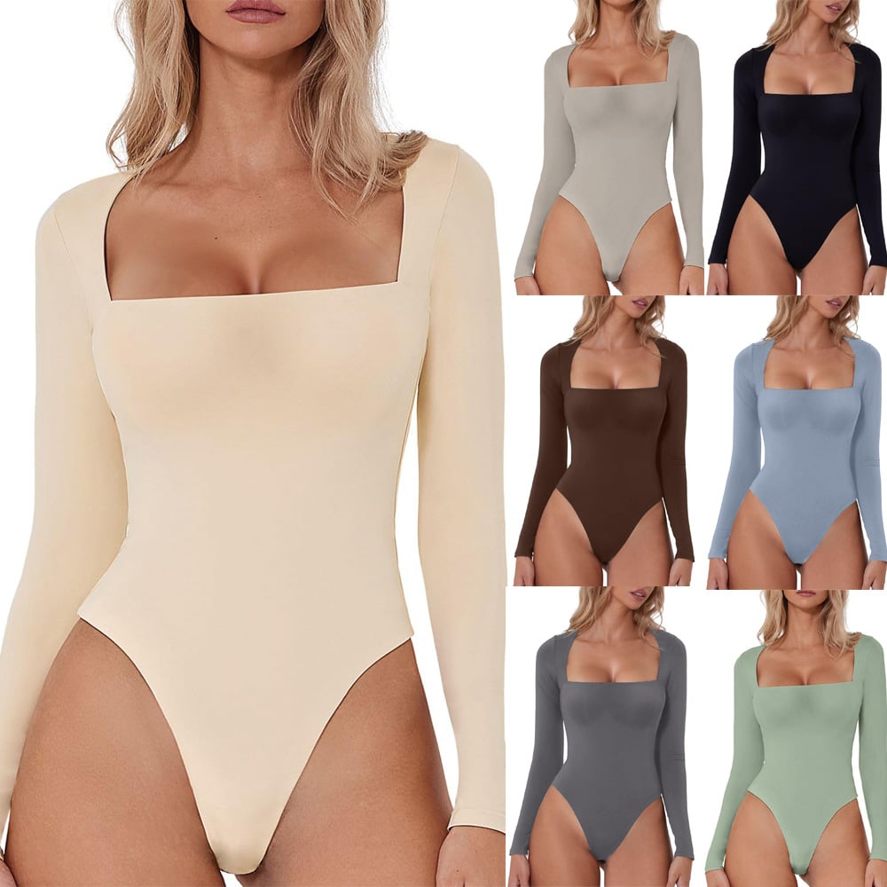 luxuriöser bodysuit mit quadratischem Ausschnitt und langen Ärmeln