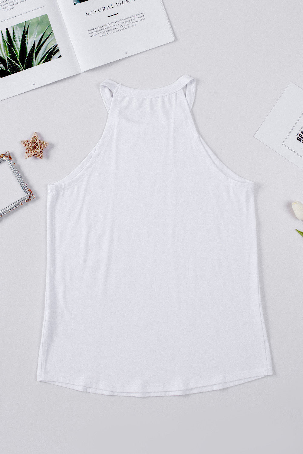 Weißes glitzerndes Tanktop mit Sternenprint der amerikanischen Flagge
