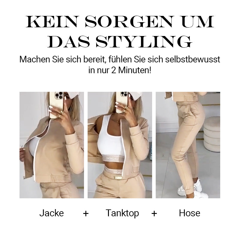 3-teiliger Trainingsanzug mit Reißverschluss für Damen