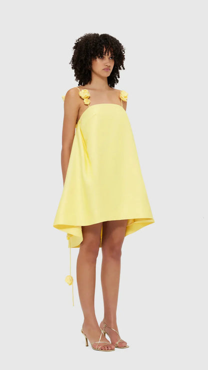 Verspielt und schmeichelhafte Silhouette 3D Rosen Drapierung Träger A-Linie Mini Kleid