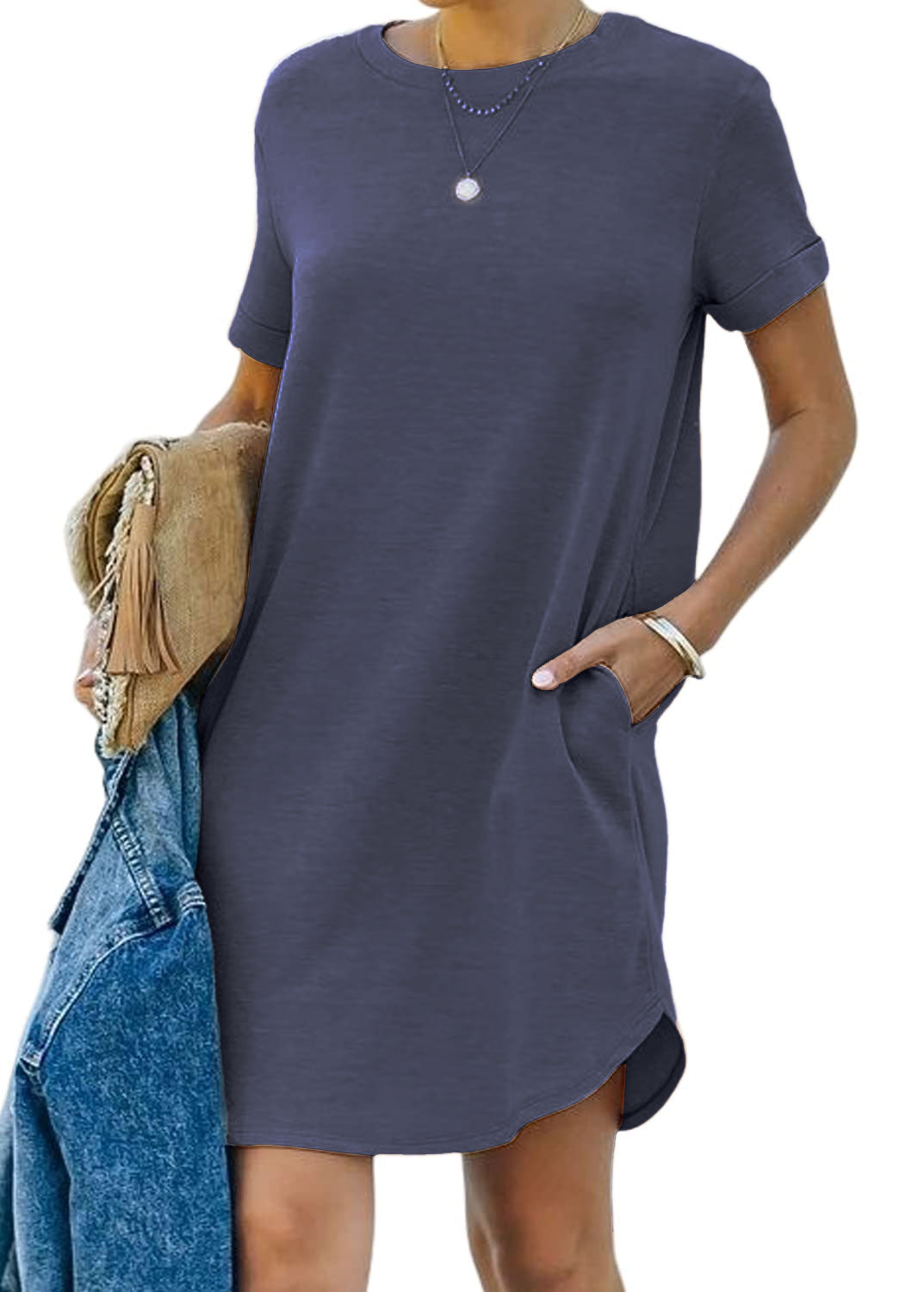 lisa - Lässiges kurzärmliges T-Shirt-Kleid mit Taschen