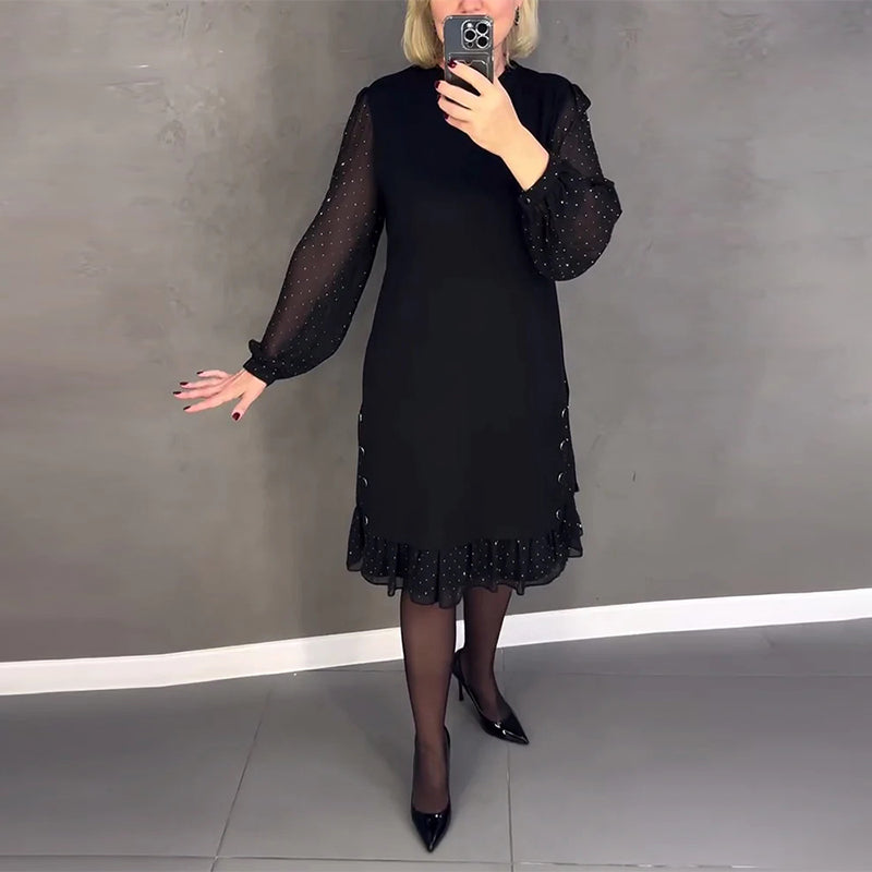 Langärmliges Punktmusterkleid