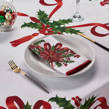 Tischtuch mit Weihnachtsbändern