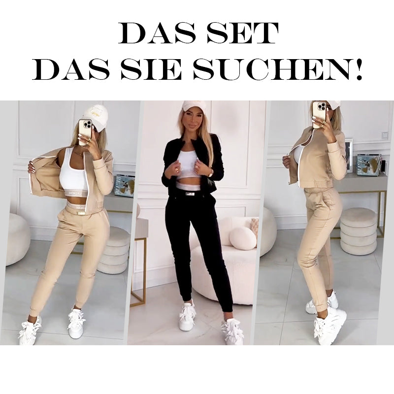 3-teiliger Trainingsanzug mit Reißverschluss für Damen