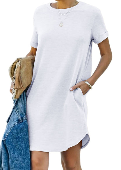 lisa - Lässiges kurzärmliges T-Shirt-Kleid mit Taschen