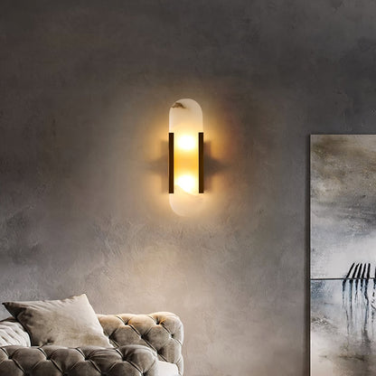 Sorenis — Verlängerte Alabaster-Wandlampe mit klassischem Metalldesign
