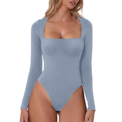 luxuriöser bodysuit mit quadratischem Ausschnitt und langen Ärmeln