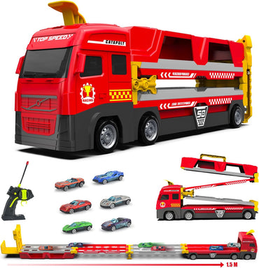 Mega Hauler truck with catapult race track