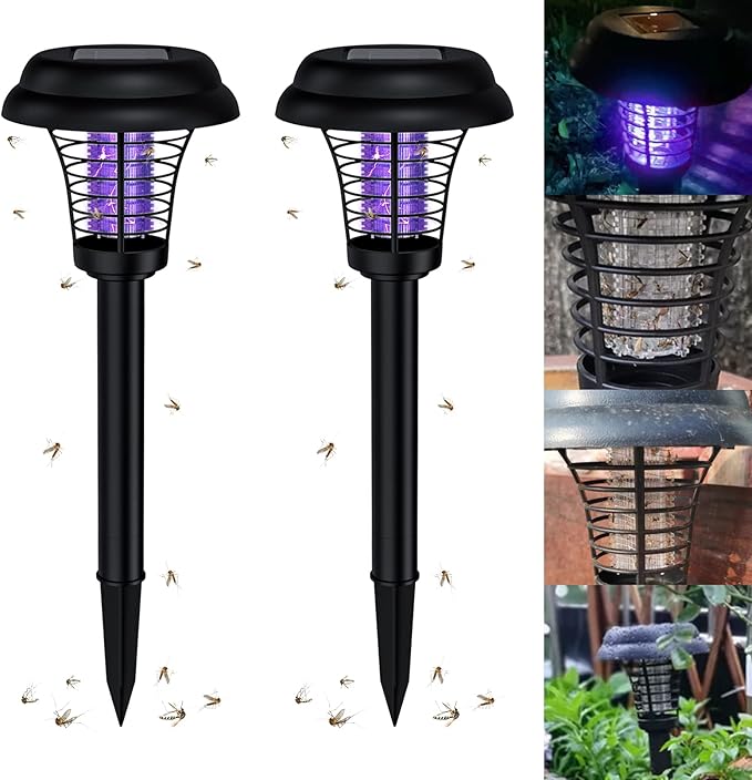2er Pack Solar Insektenvernichter LED Mücken-Killer