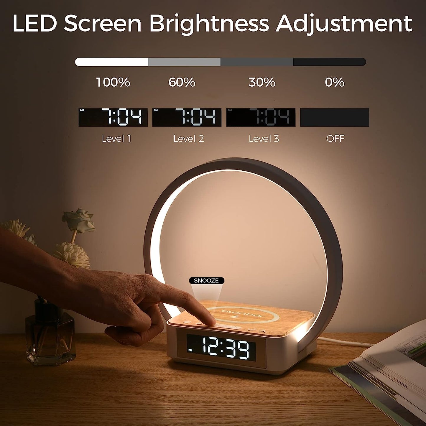LED kabelloses Handy-Ladegerät Schreibtischlampe Mit Wecker