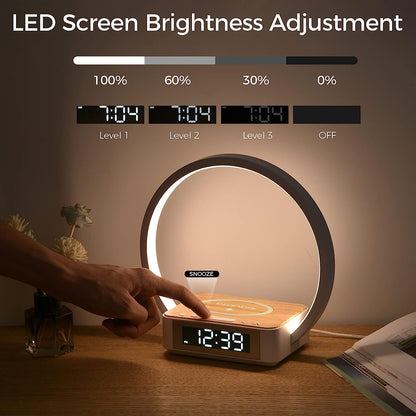 LED kabelloses Handy-Ladegerät Schreibtischlampe Mit Wecker