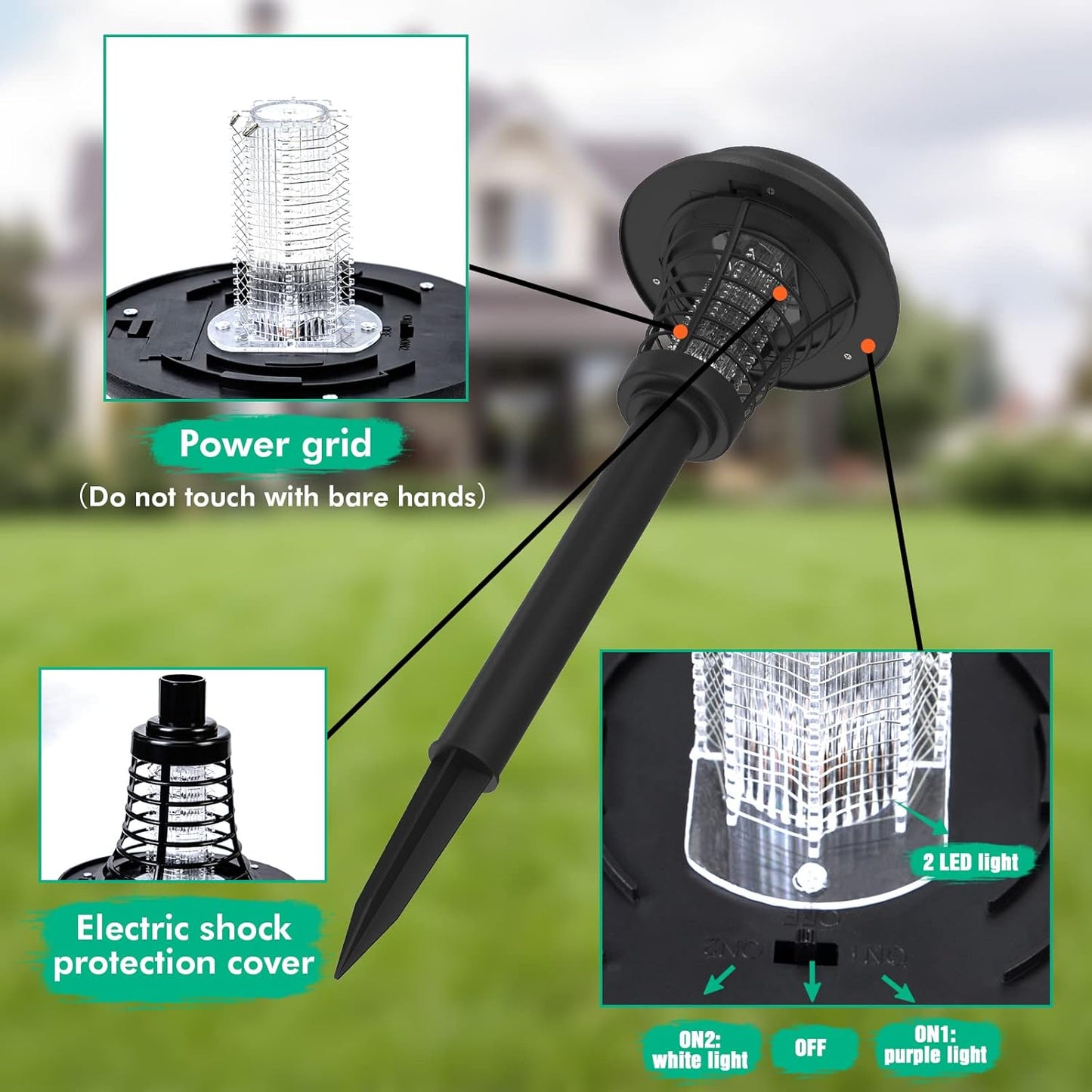 2er Pack Solar Insektenvernichter LED Mücken-Killer