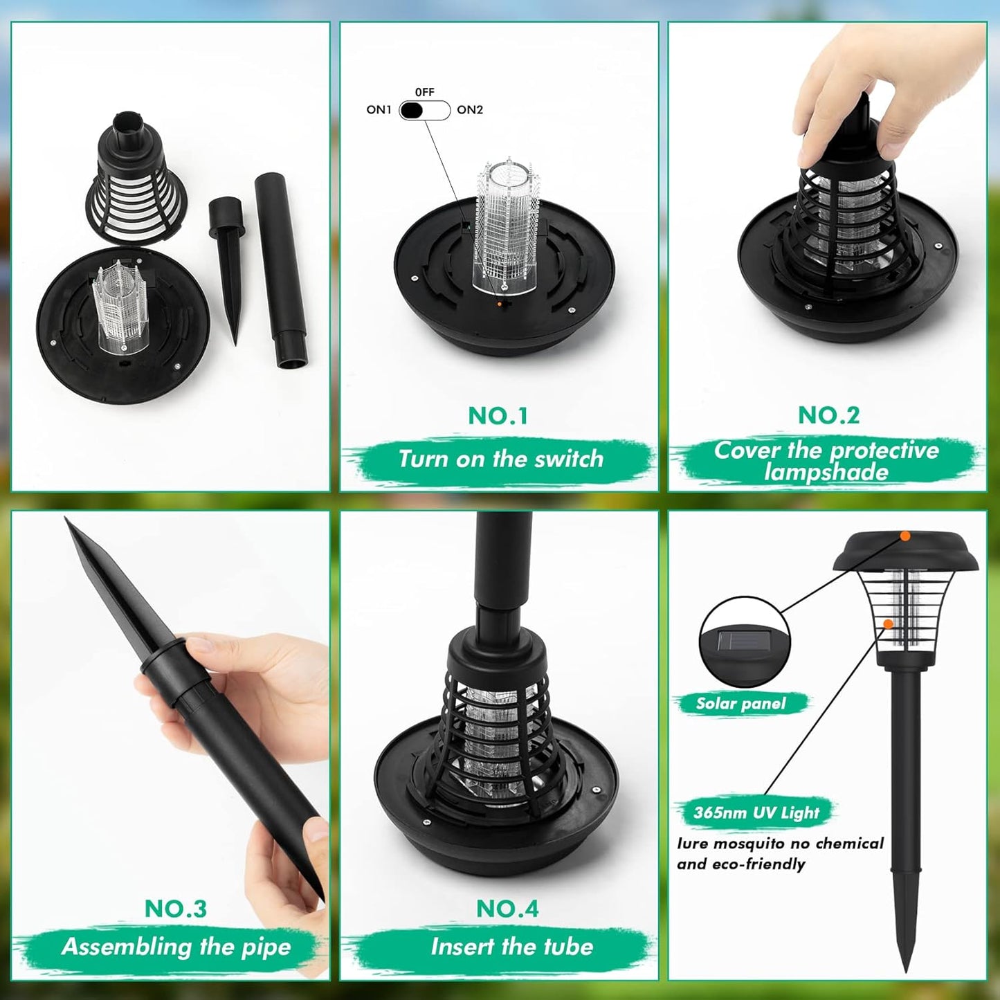 2er Pack Solar Insektenvernichter LED Mücken-Killer