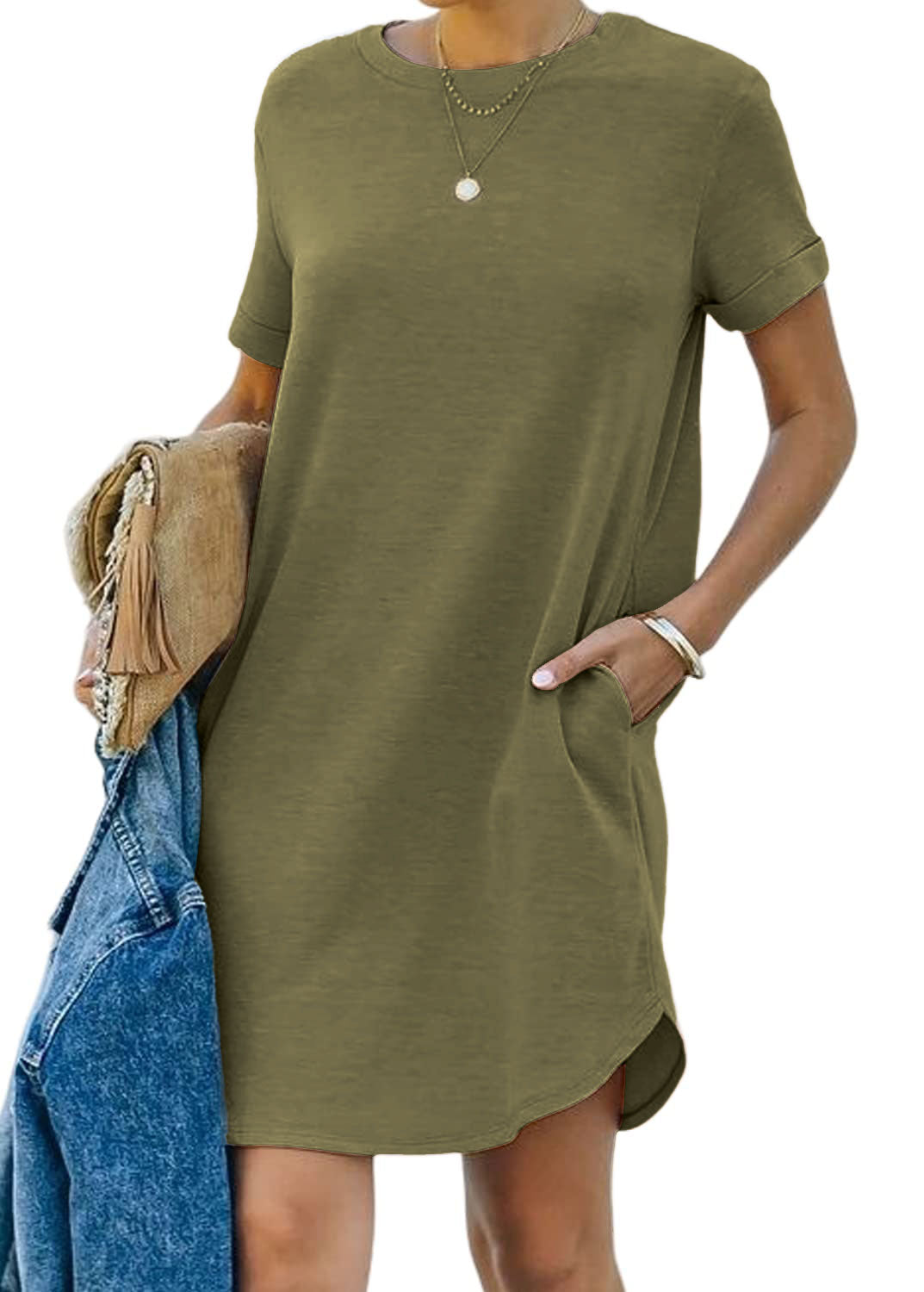 lisa - Lässiges kurzärmliges T-Shirt-Kleid mit Taschen