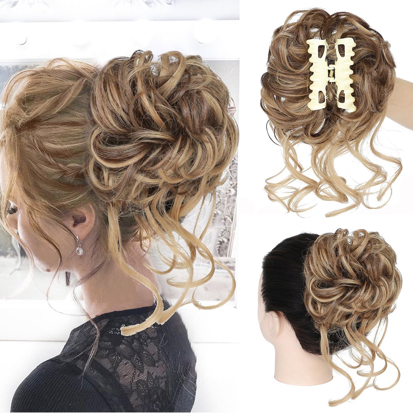WavyWrap Messy Bun Haartoupet Wellig Lockig Chignon Pferdeschwanz Haartoupet für den täglichen Gebrauch