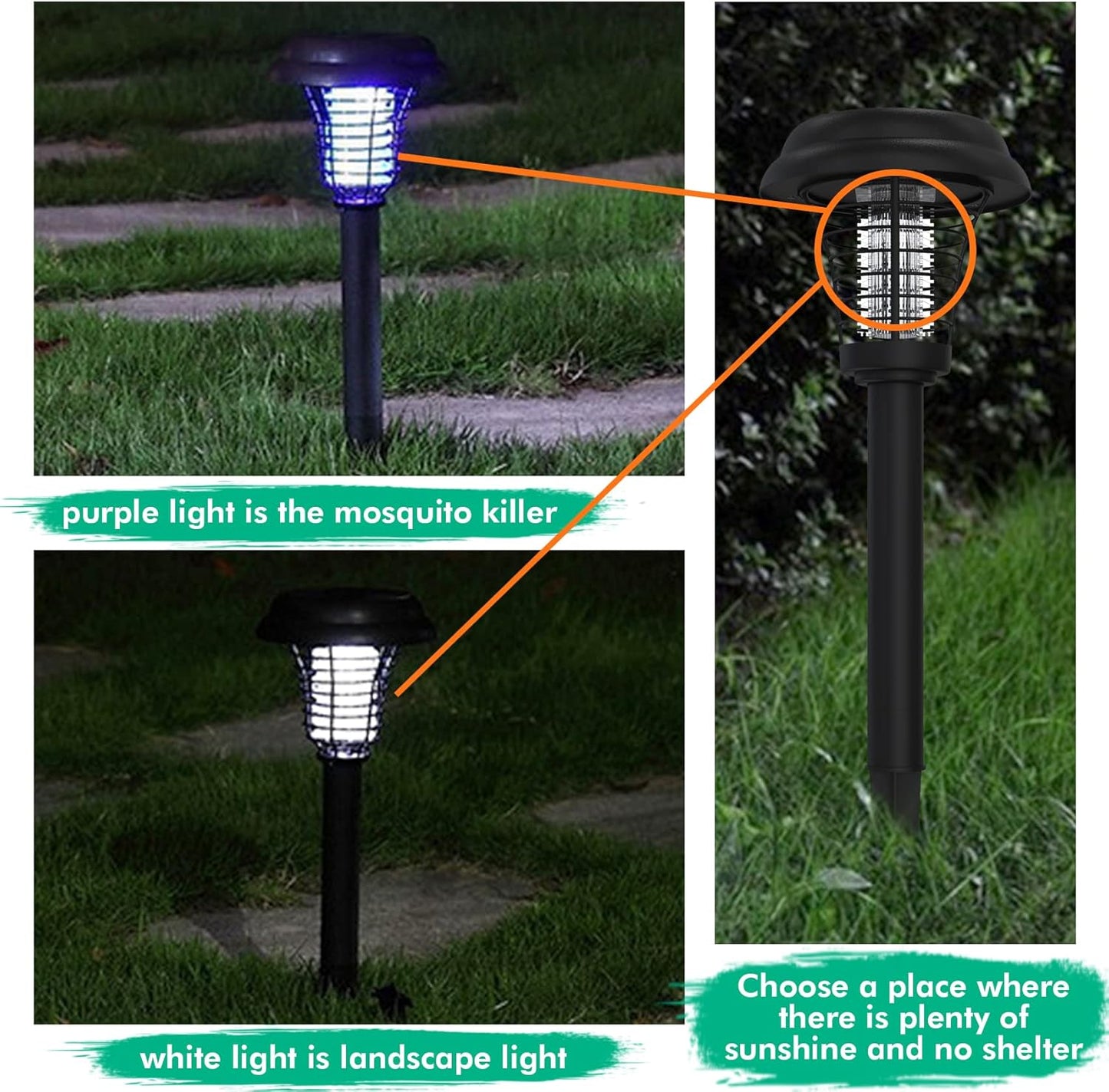2er Pack Solar Insektenvernichter LED Mücken-Killer