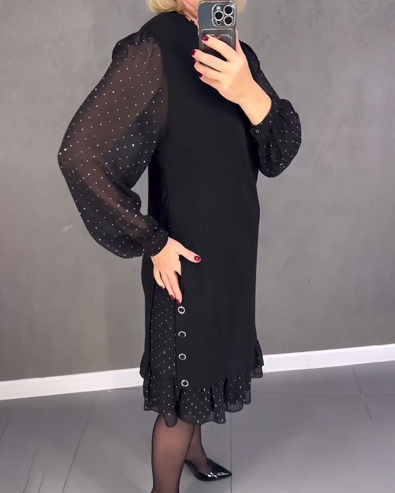 Langärmliges Punktmusterkleid