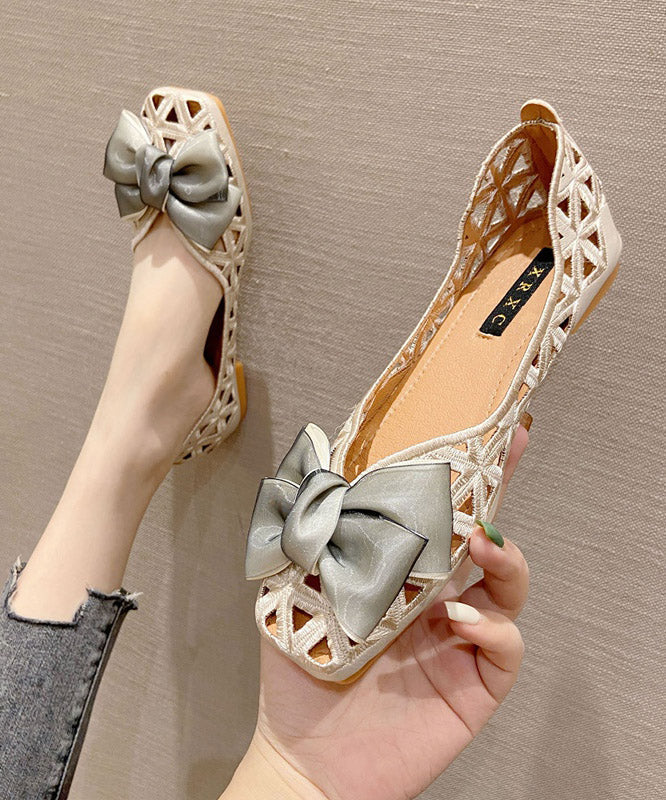 Art Aprikosen Ausschnitt Flache Strickstoff Schuhe mit Schleife für Plattfüße