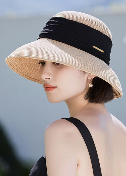 Bohemian Beige breiter Strohhut mit Sonnencreme-Funktion