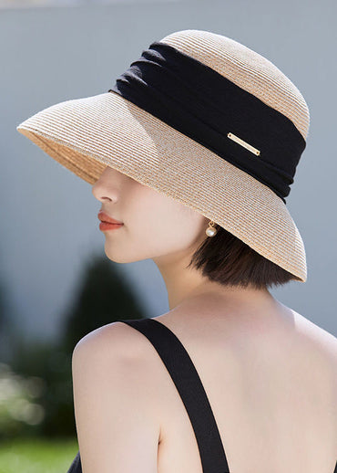 Bohemian Beige breiter Strohhut mit Sonnencreme-Funktion