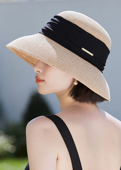 Bohemian Beige breiter Strohhut mit Sonnencreme-Funktion