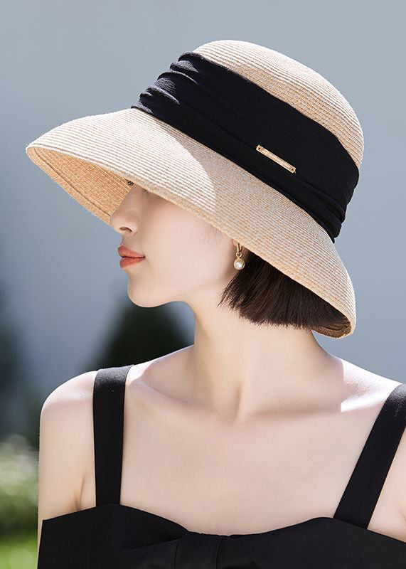 Bohemian Beige breiter Strohhut mit Sonnencreme-Funktion