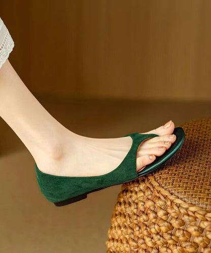 French suede flip-flops with splicing and peep-toe