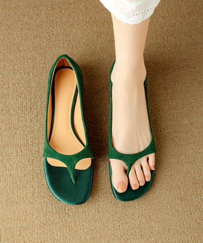 French suede flip-flops with splicing and peep-toe